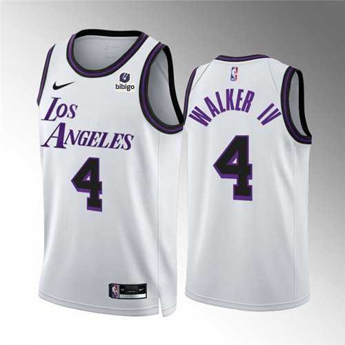 Mens Los Angeles Lakers #4 Walker IV White City Edition Stitched Basketball Jersey Dzhi->los angeles lakers->NBA Jersey